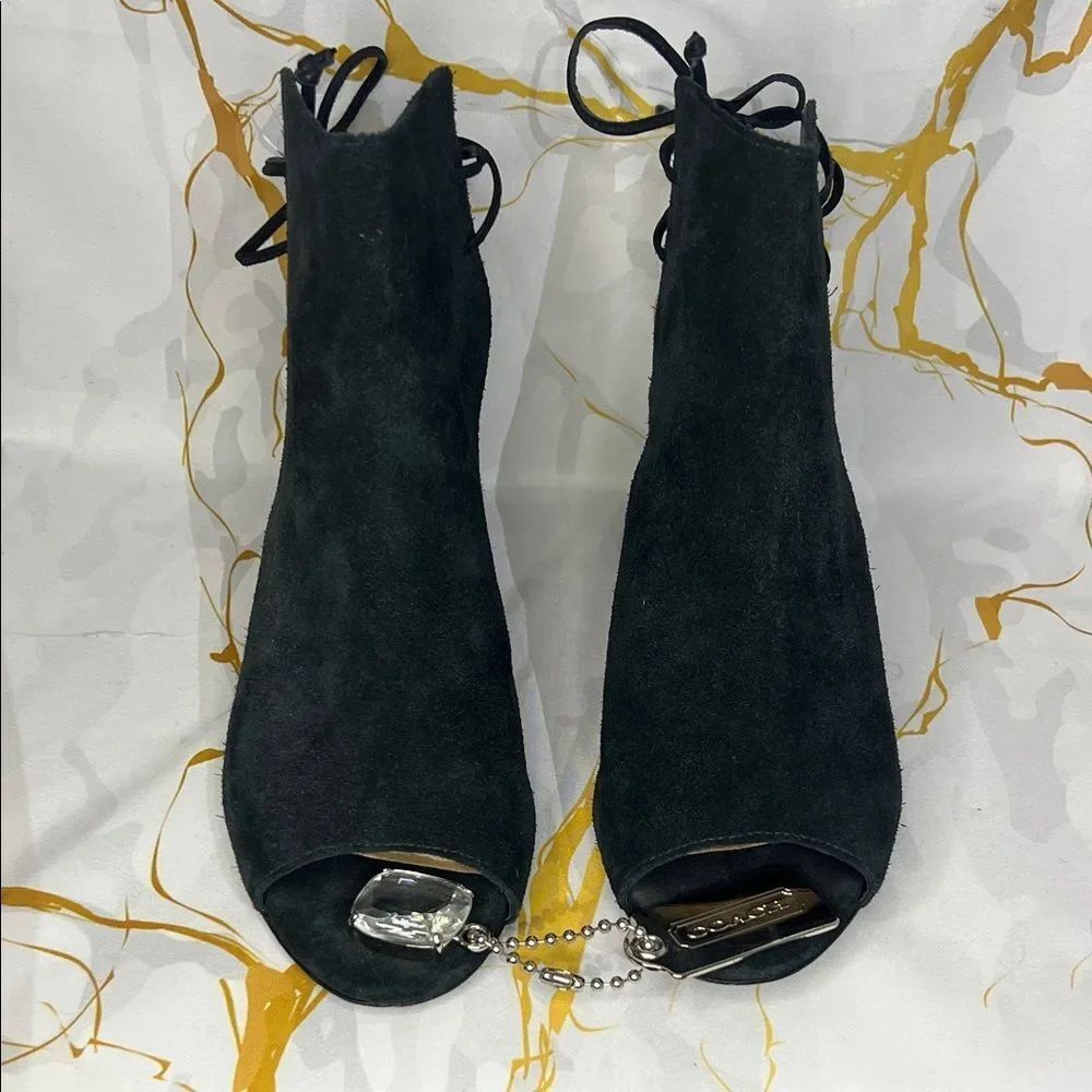 * SCHUTZ Black Suede Lace-Up Heels